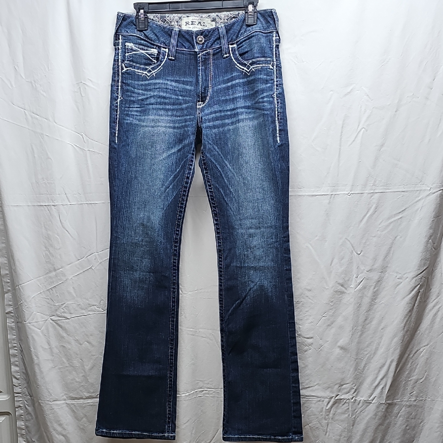 Ariat Indigo Bootcut Jeans With White Contrast Stitching